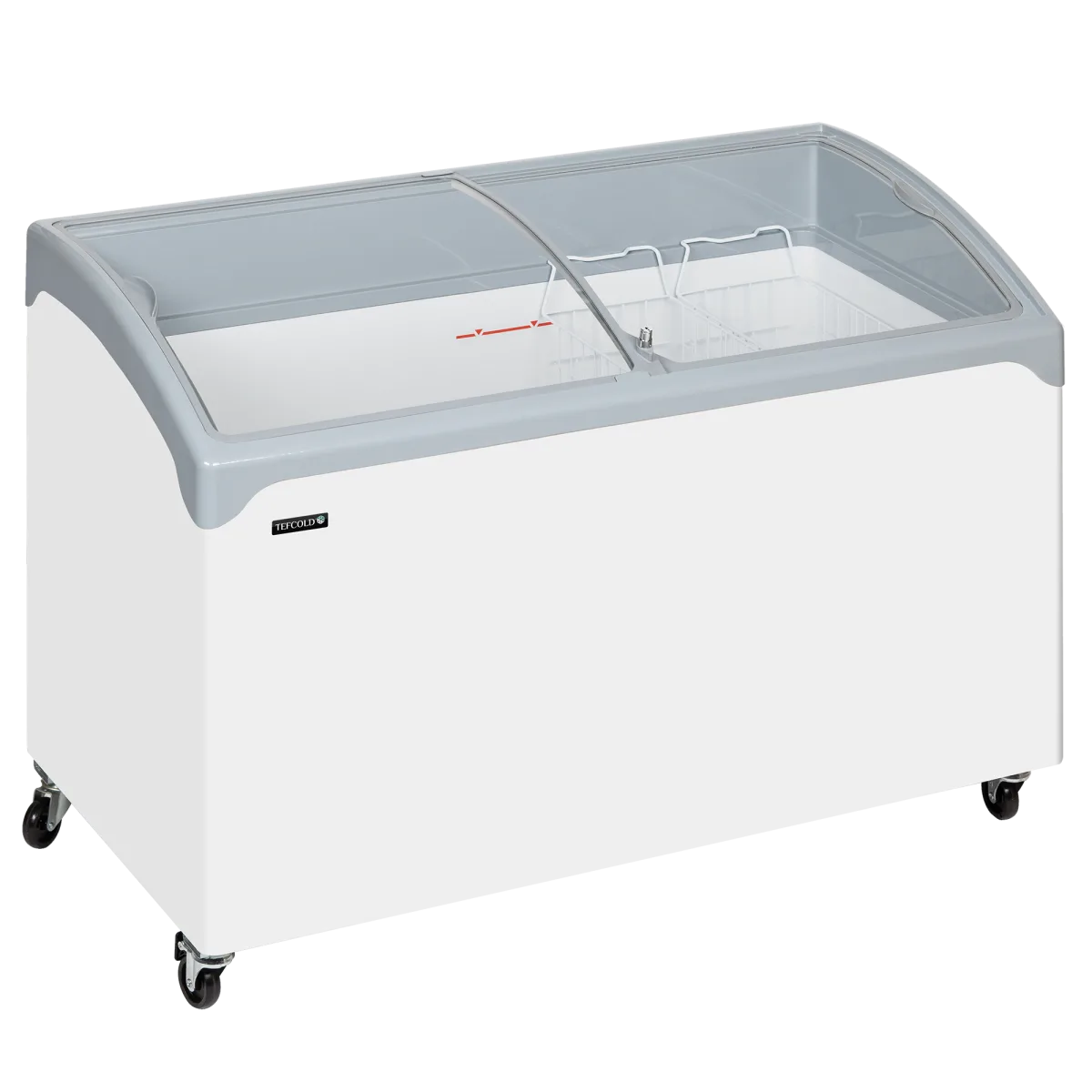 NIC400SCEB LED Sliding Curved Glass Lid Chest Freezer