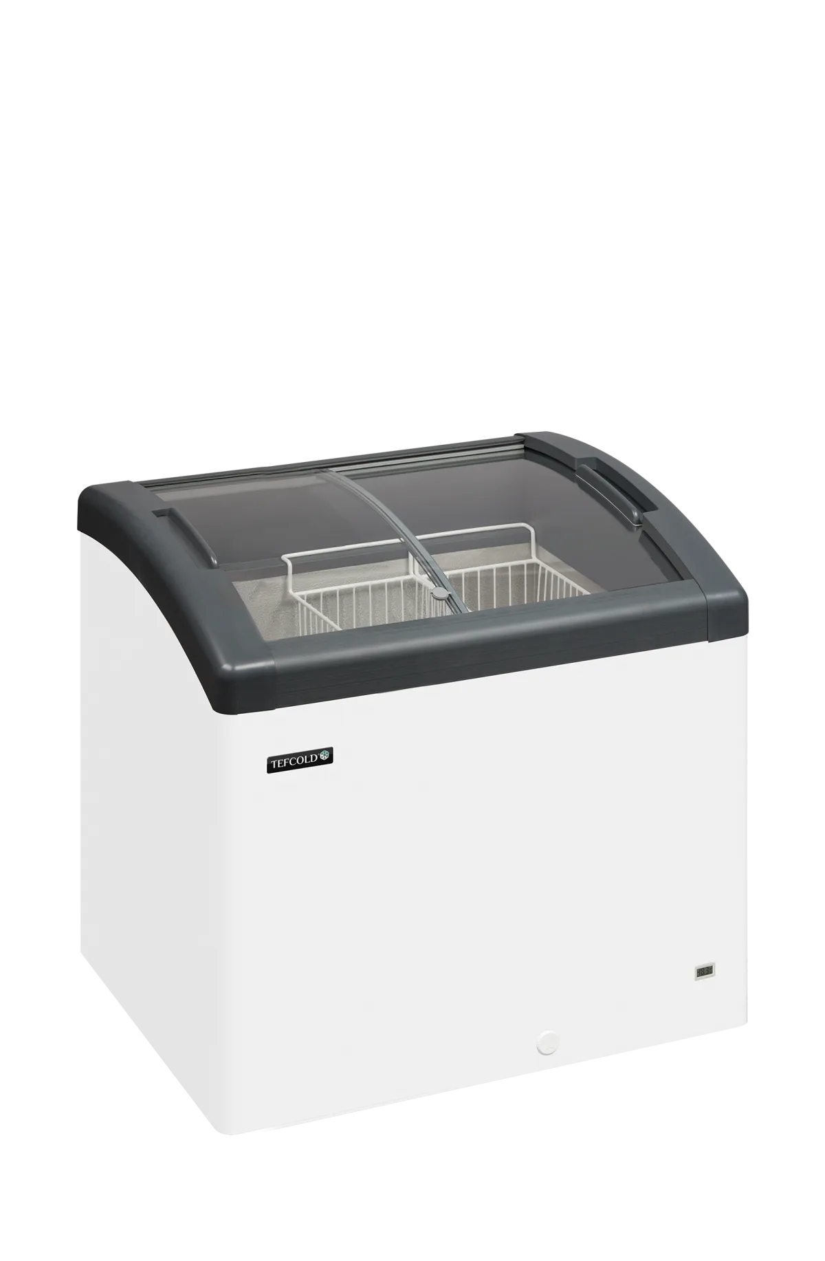 FOCUS 73 GREY Sliding Curved Glass Lid Chest Freezer