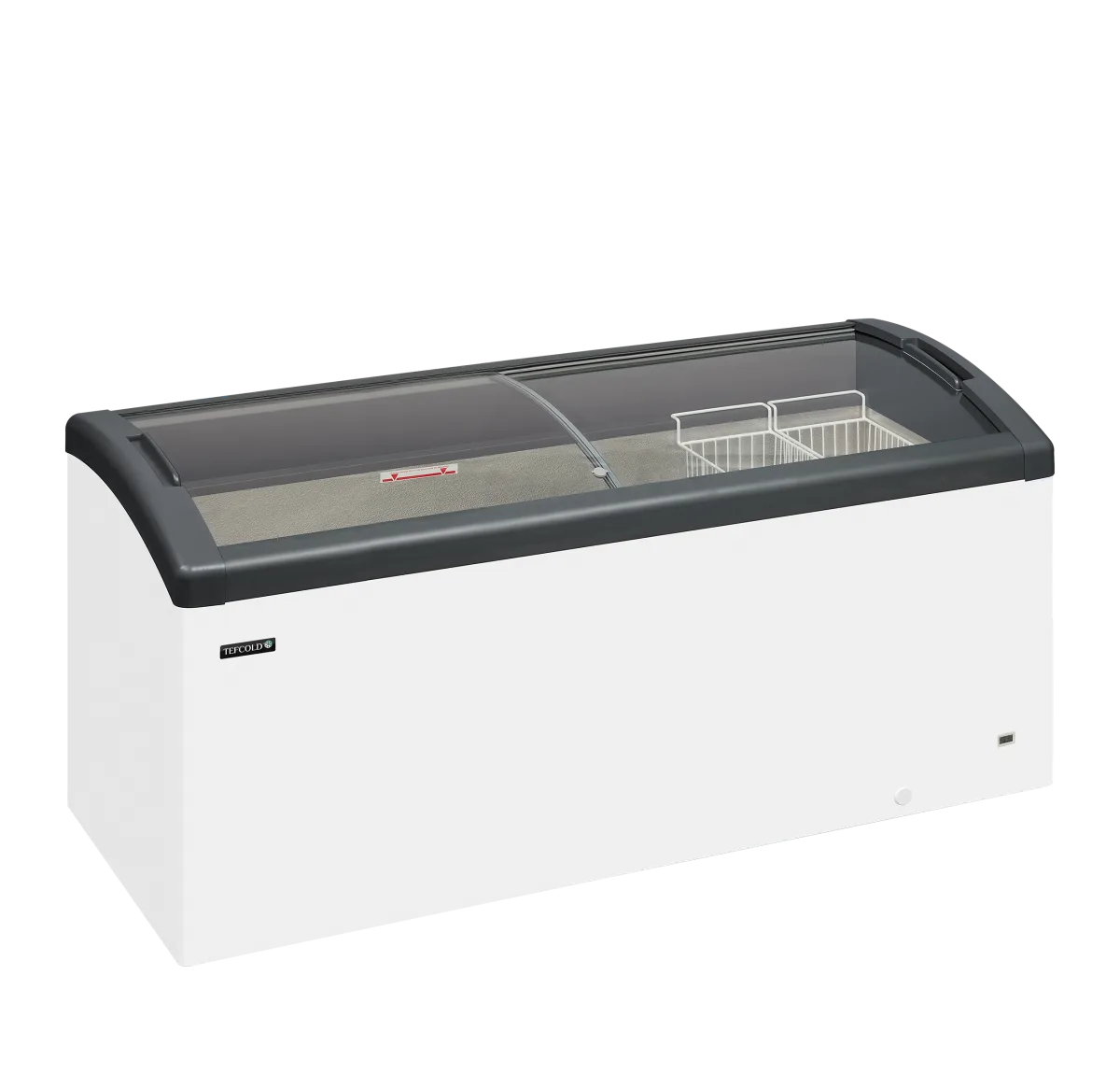 FOCUS 171 GREY Sliding Curved Glass Lid Chest Freezer