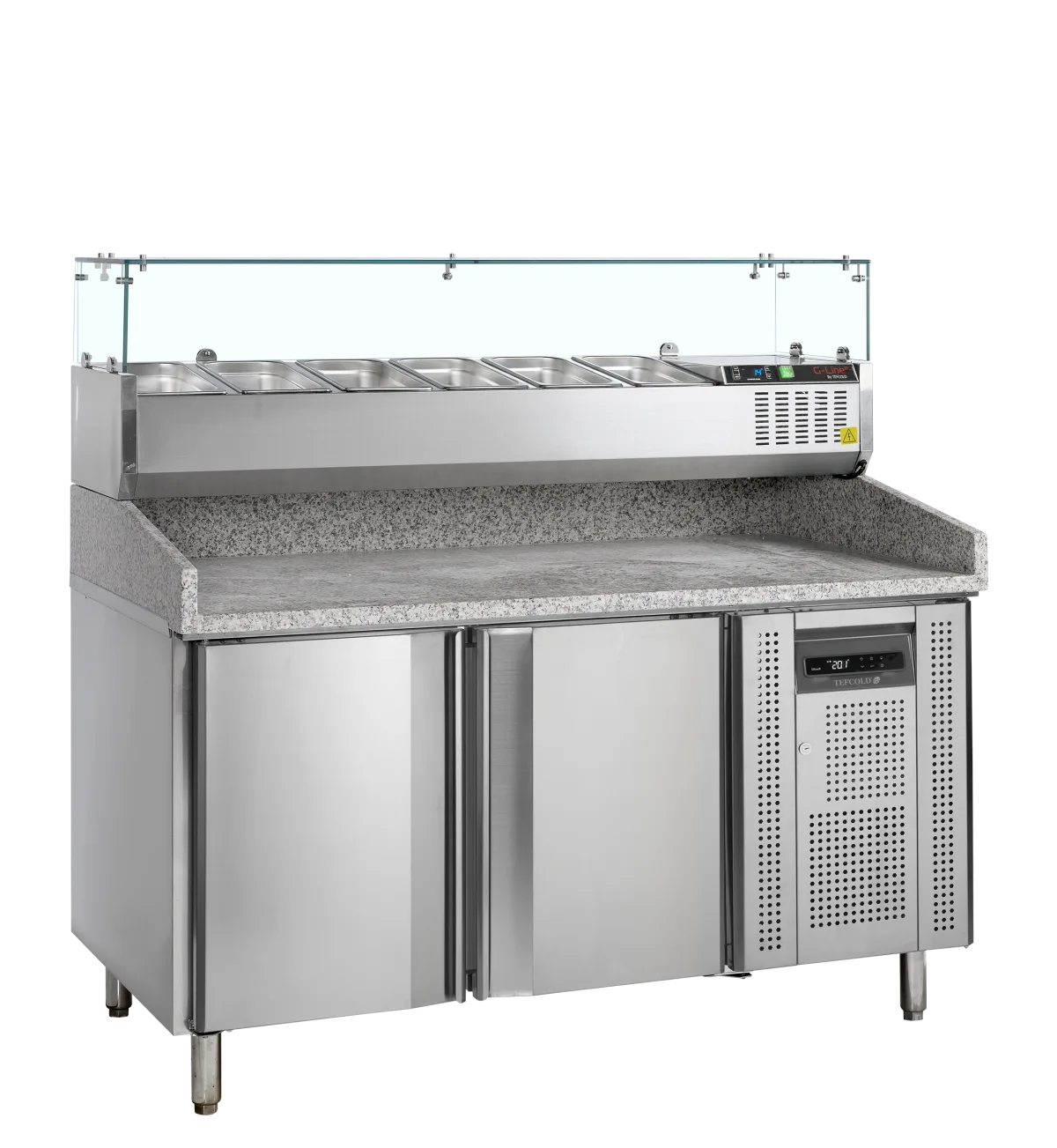 PT1200 + GVC38-150 Pizza Table with Topping unit