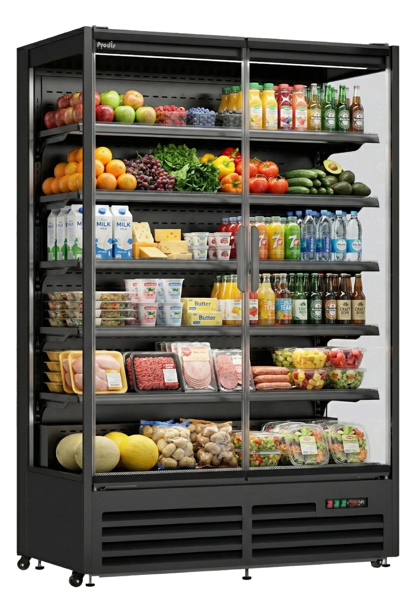 XMD1250-MK2-K Panoramic Frameless Glass Door Multideck - Black