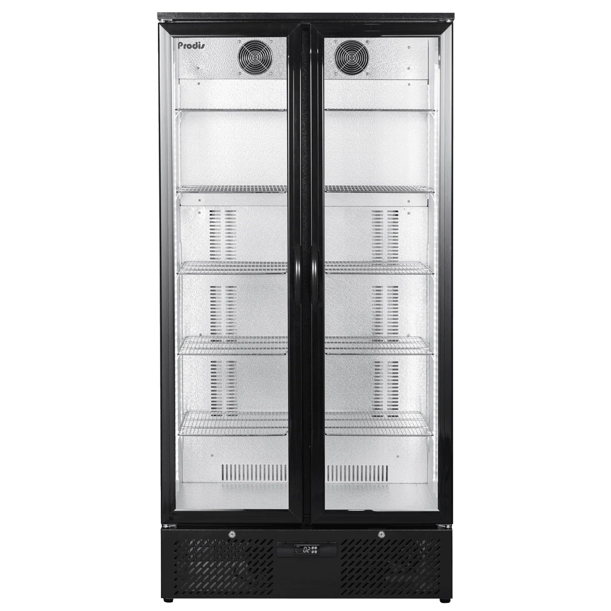 NT20-LE Low Energy Double Door Black Finish Upright Bottle Cooler