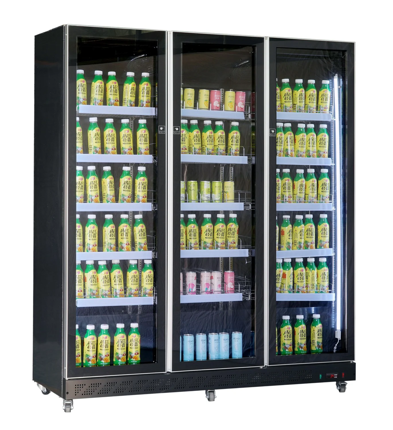 Refrigerator 3 Glass Doors Black