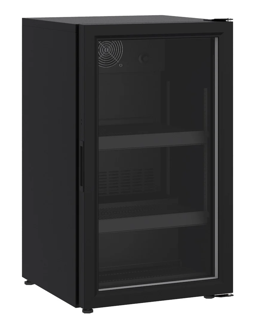 Counter Top Glass Door Refrigerator 136L Black Countertop refrigerator