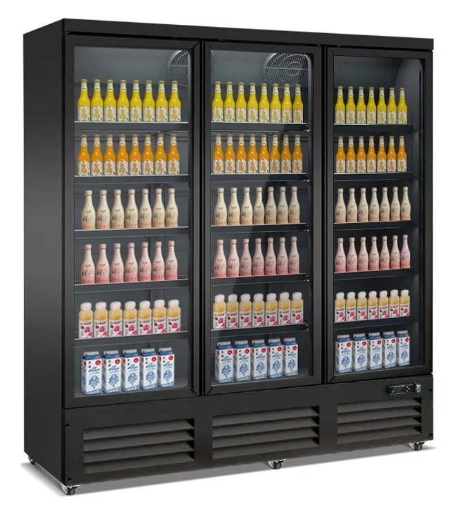Refrigerator 3 Glass Doors Black CEB-1600R BL Glass door refrigerator