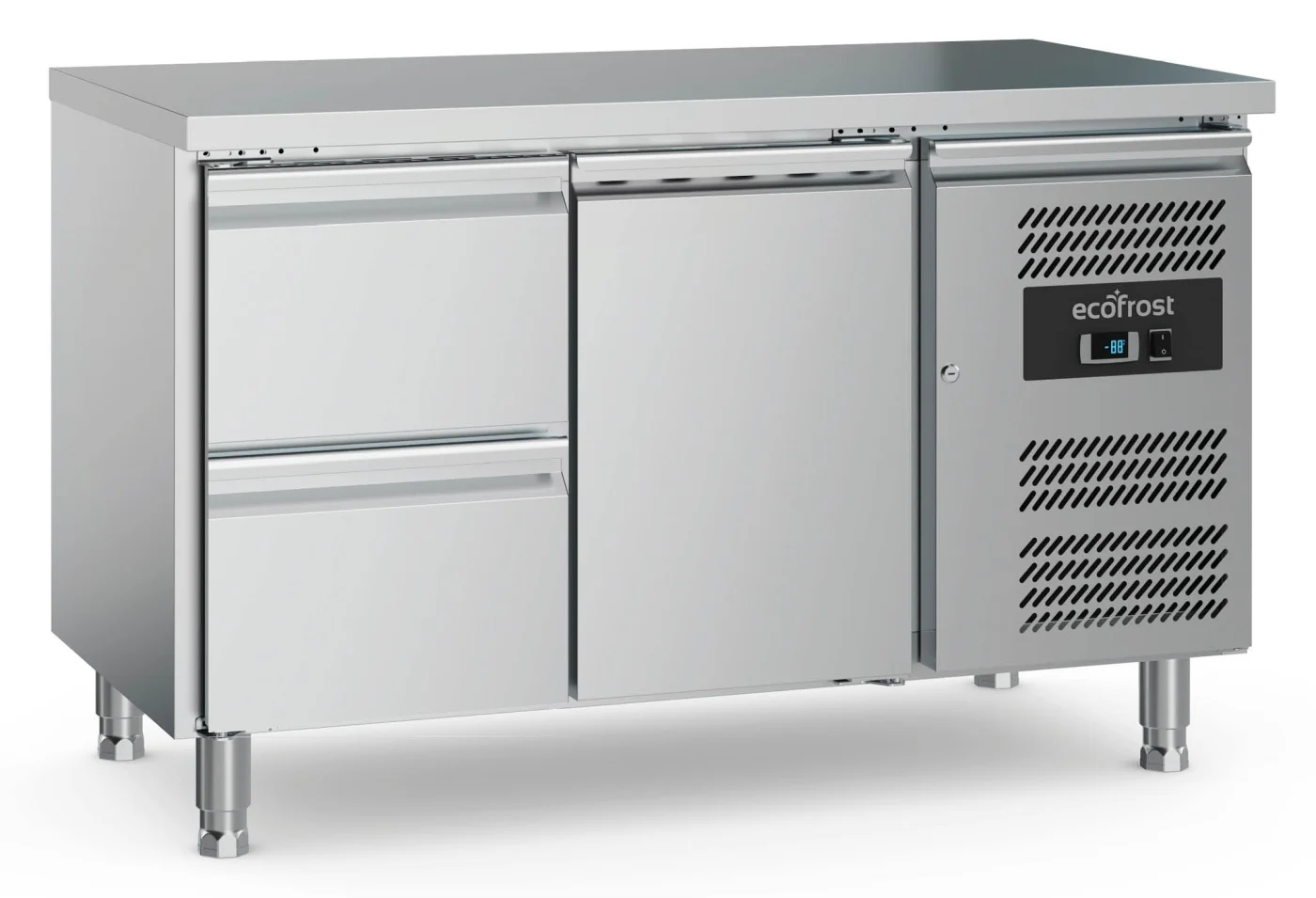 700 Refrigerated Counter 1 Door And 2 Drawers With Adjustable Feet
