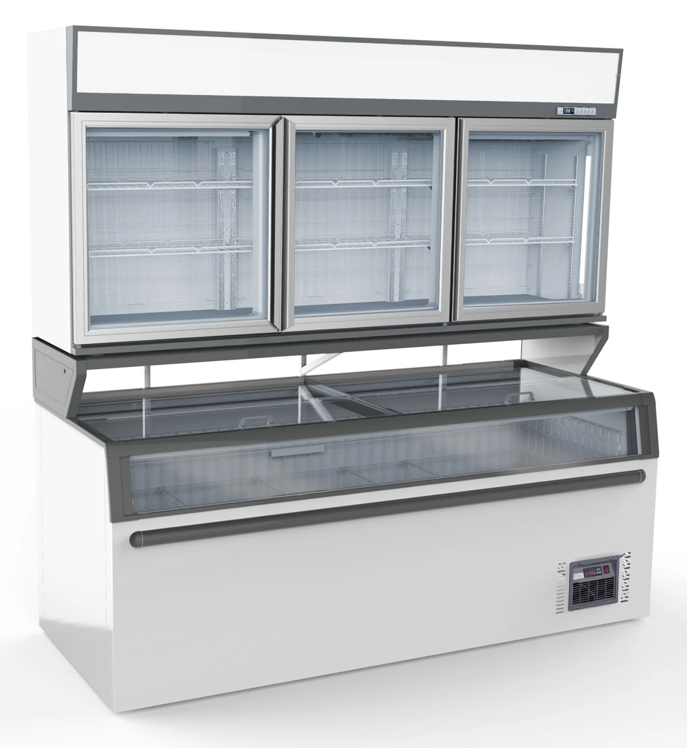 Wall Mounted Freezer Unit White 3 Glass Doors Glass lid chest freezer