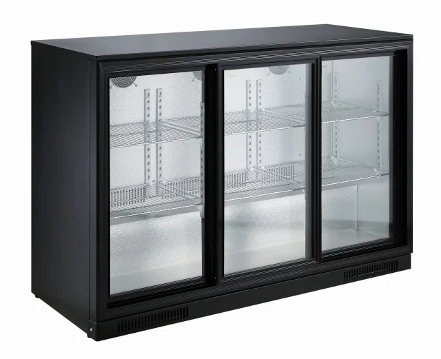 Backbar Cooler Black 3 Sliding Doors Backbar counter