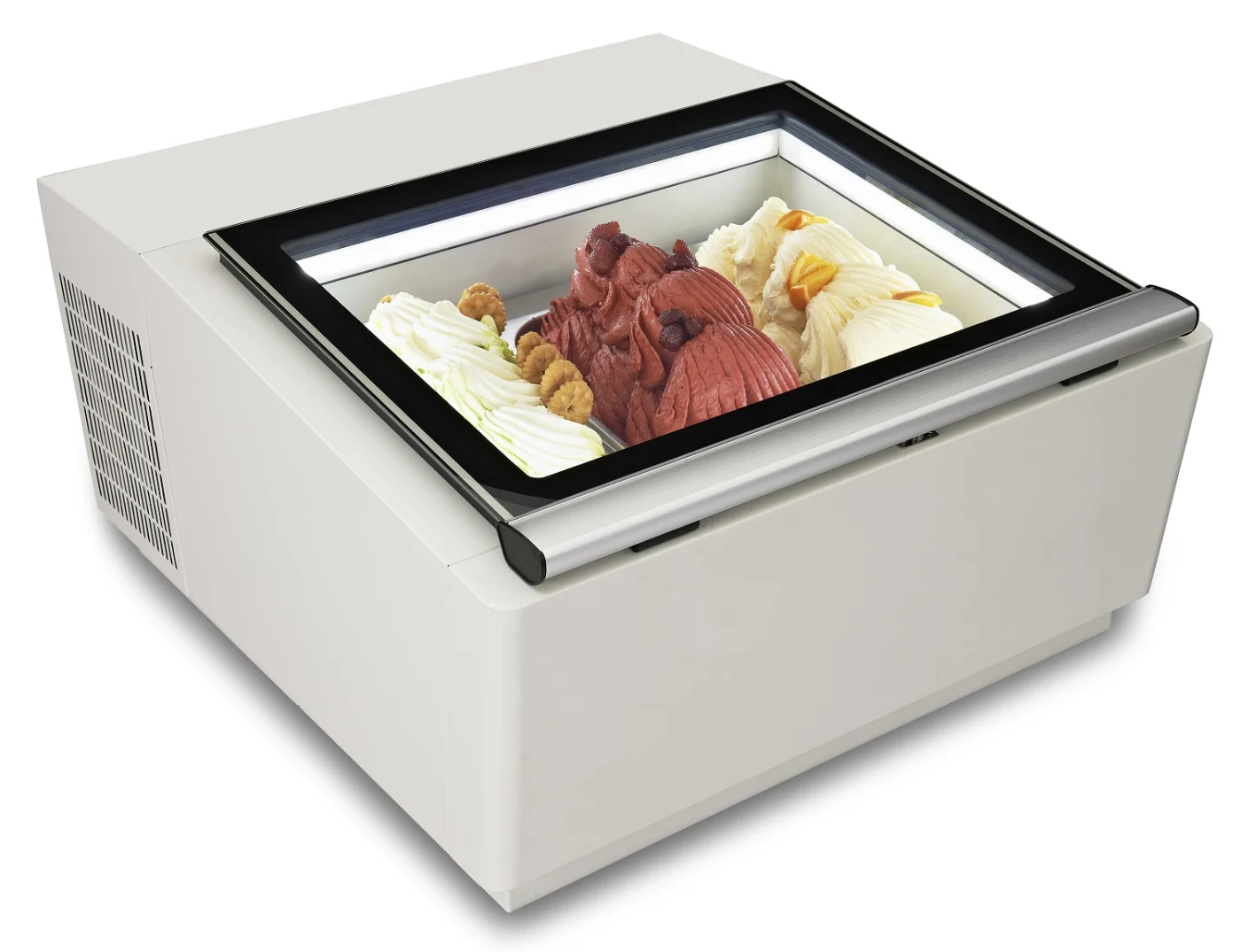 Countertop Model ICE Cream Display White Opens ON The Operating Side Ice cream display