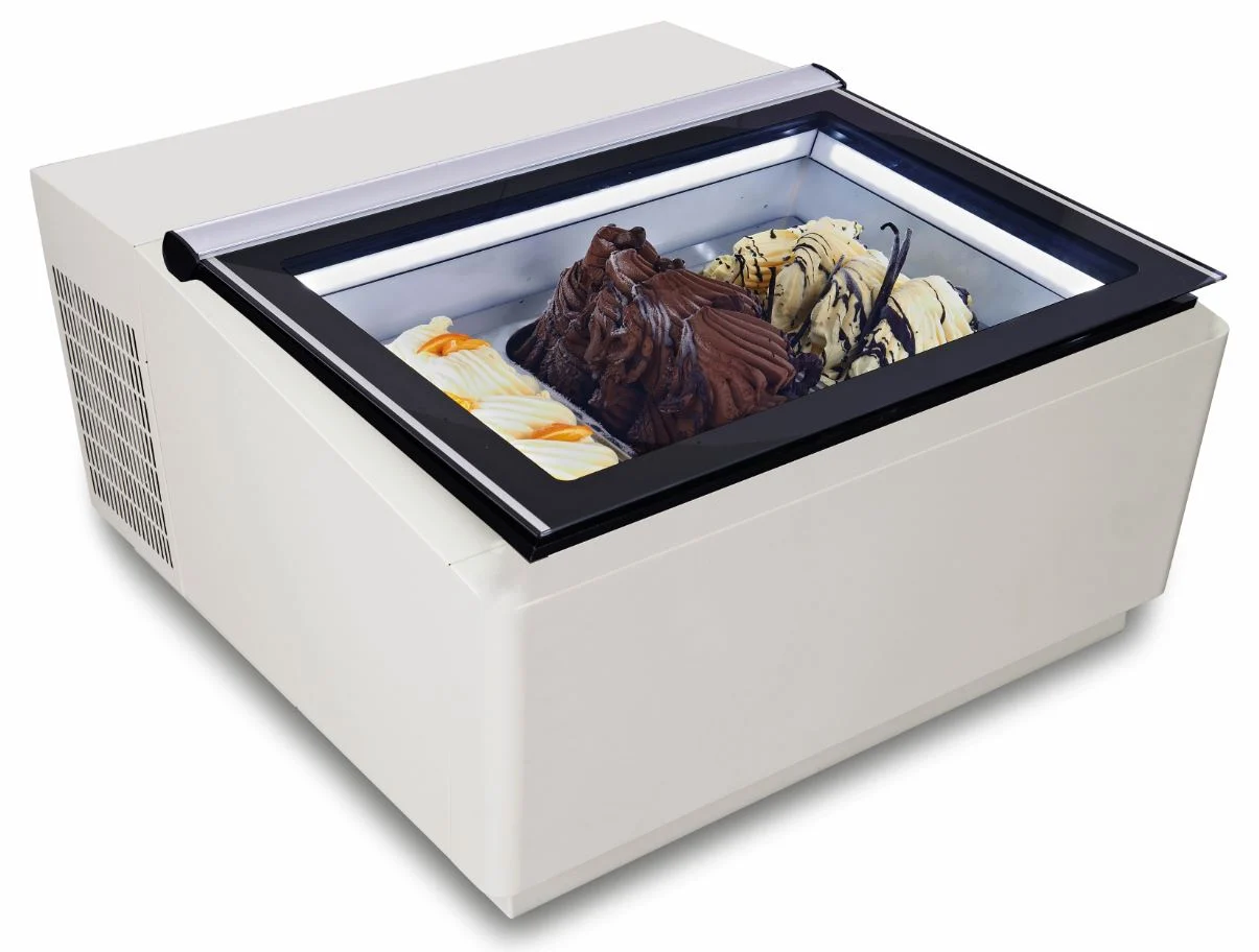 Countertop Model ICE Cream Display White Opens ON The Customer Side Ice cream display