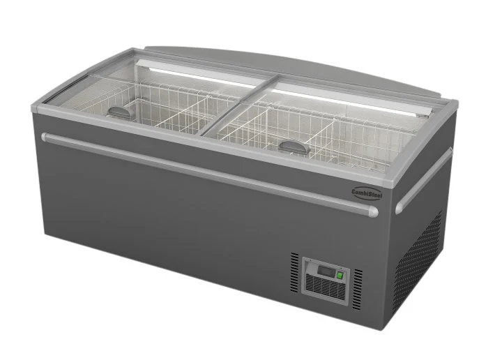 Supermarket Chest Freezer Grey Head Element Automatic Defrost Glass lid chest freezer